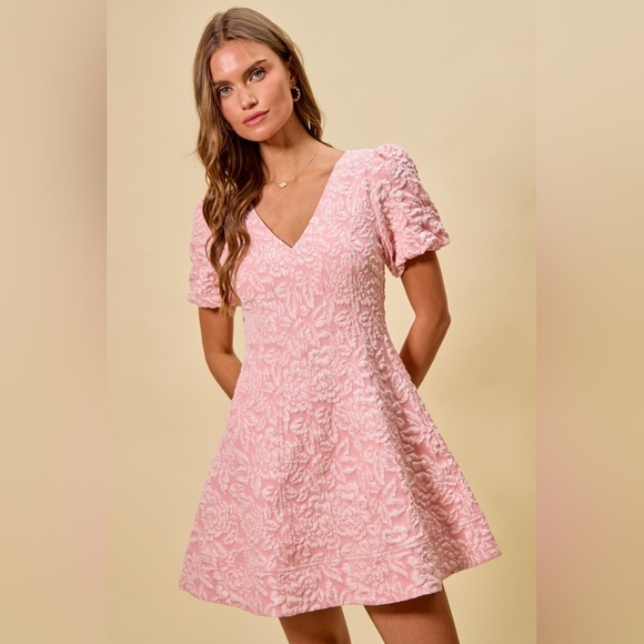 Floral Jacquard Fit And Flare Daily Mini Dress - Picture 5 of 13